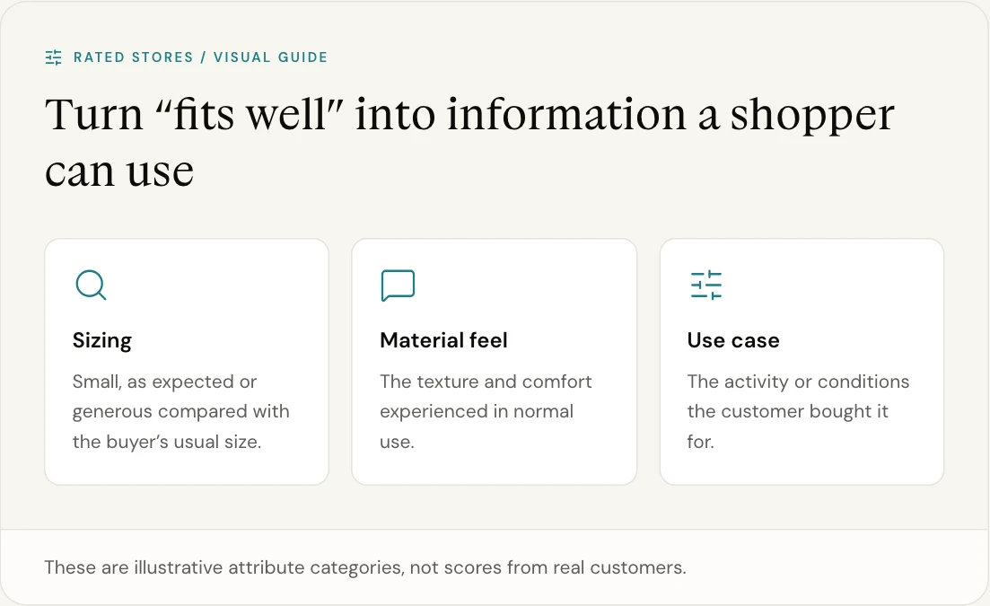 These are illustrative attribute categories, not scores from real customers.
