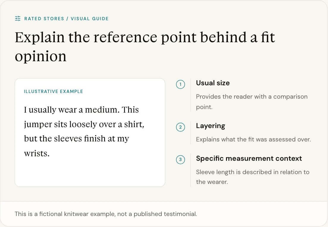 This is a fictional knitwear example, not a published testimonial.