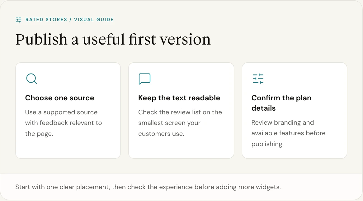Start with one clear placement, then check the experience before adding more widgets.