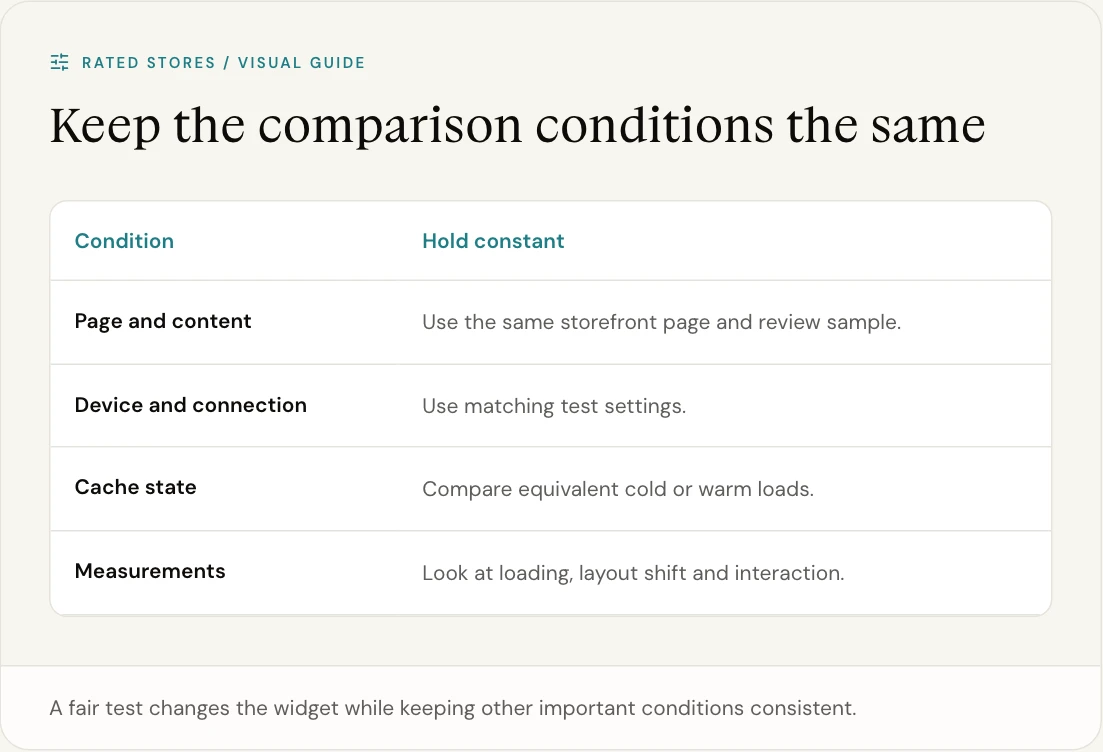 A fair test changes the widget while keeping other important conditions consistent.