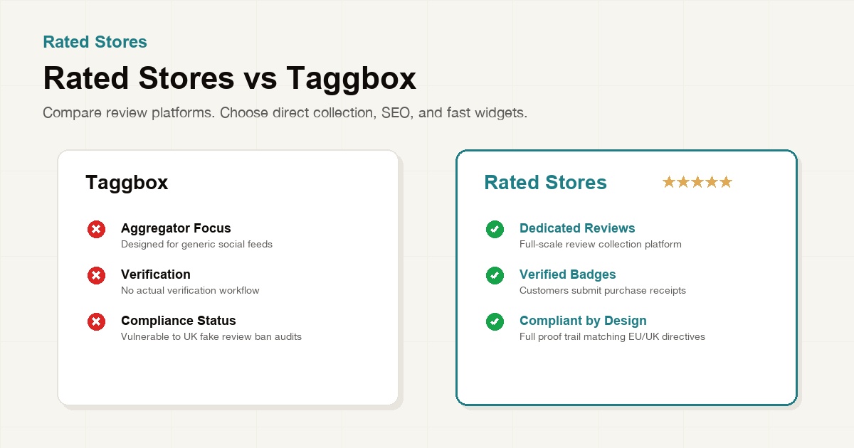 Rated Stores vs Taggbox — Reviews vs Social Wall Comparison 2026